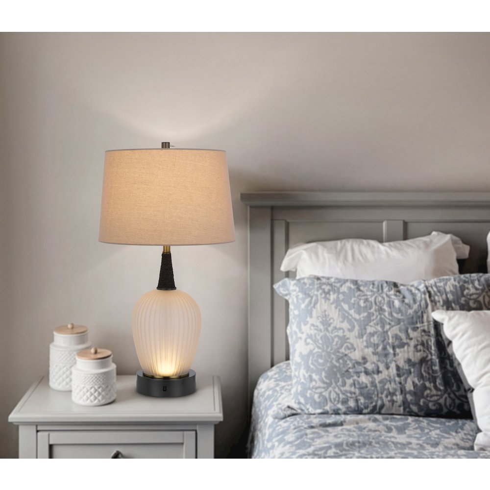 100W led Vega metal/frosted glass table lamp with 2W led night light - Cal Lighting