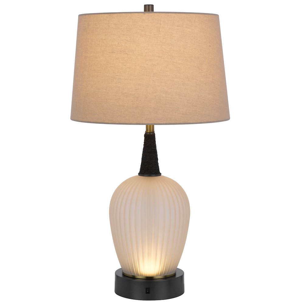 100W led Vega metal/frosted glass table lamp with 2W led night light - Cal Lighting