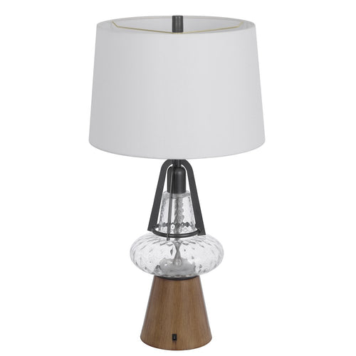 100W led Marietta metal/glass table lamp with 2W led night light - Cal Lighting