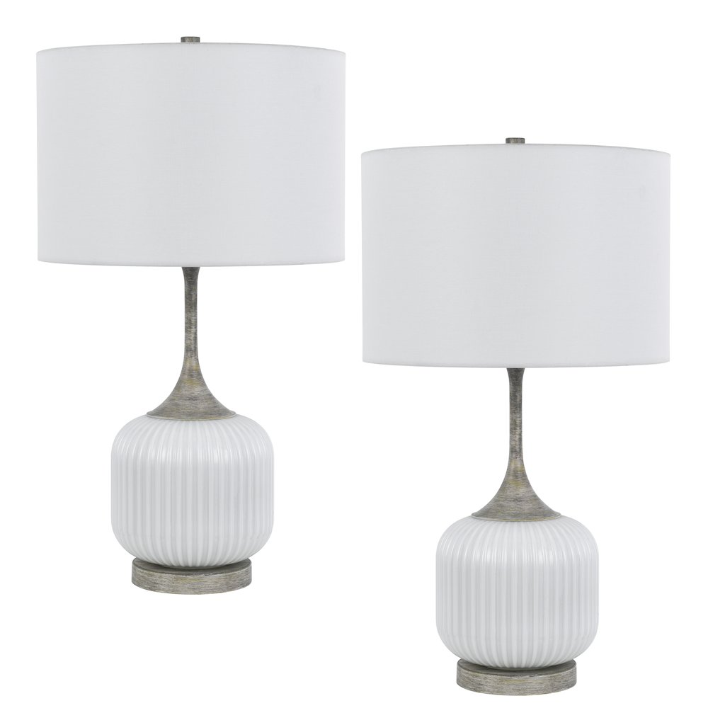 150W 3 way Palmyra metal/glass table lamp. Sold in pairs - Cal Lighting