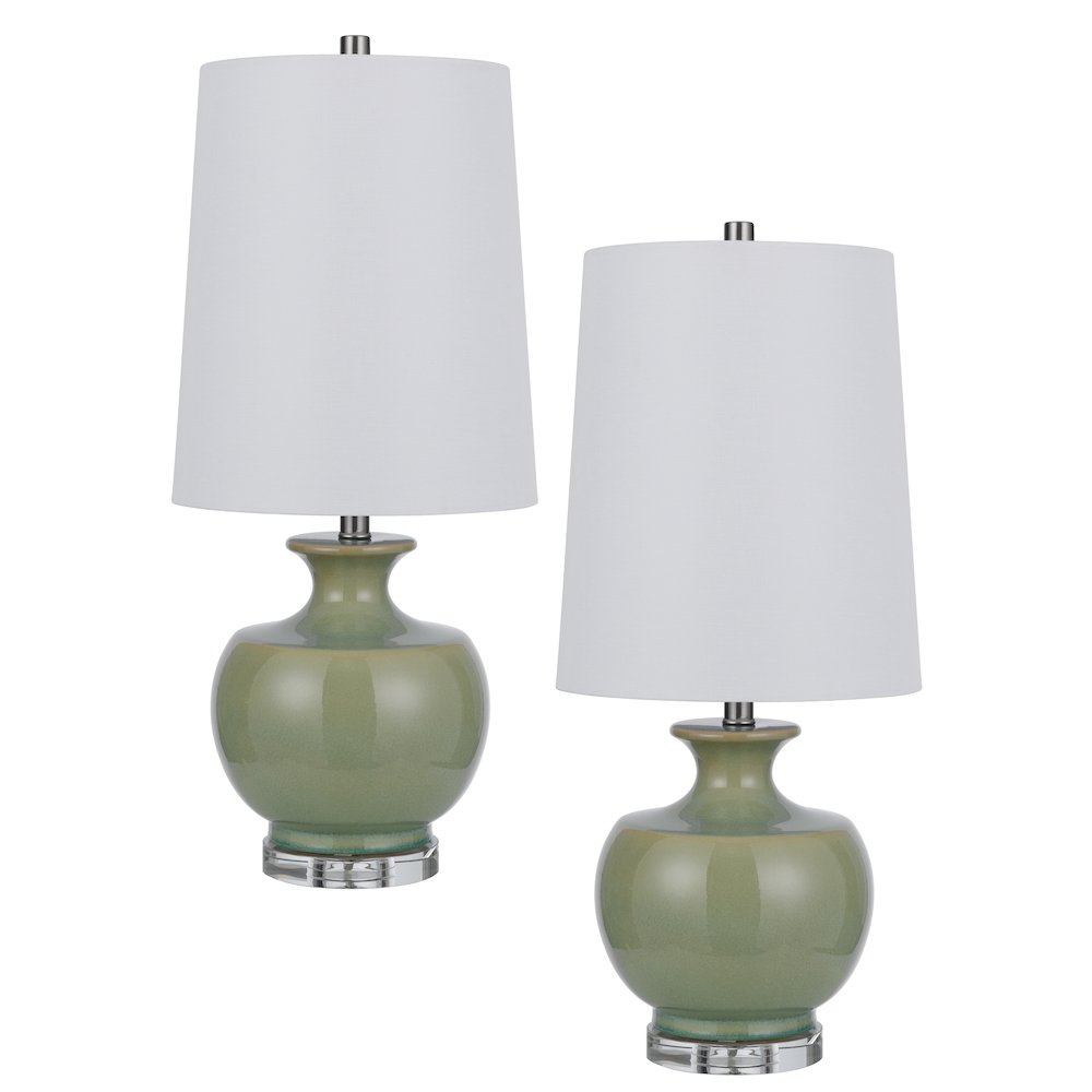 100W Kawela ceramic table lamp with crystal base. Sold in pairs - Cal Lighting