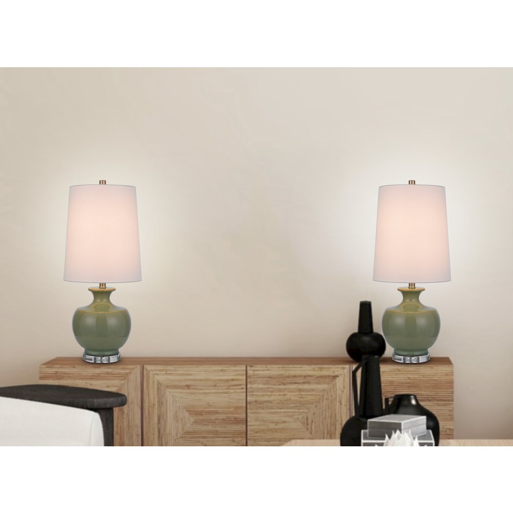100W Kawela ceramic table lamp with crystal base. Sold in pairs - Cal Lighting