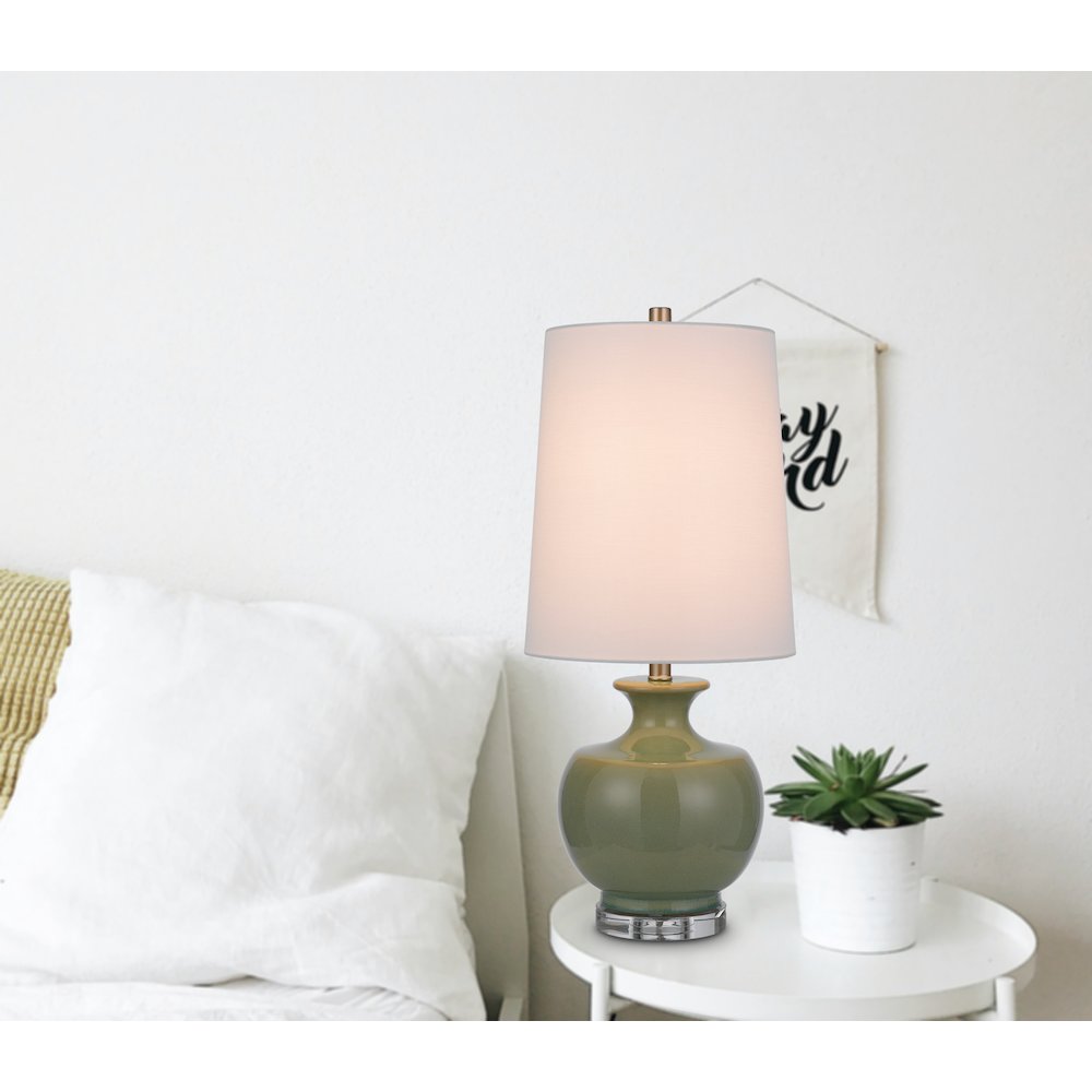 100W Kawela ceramic table lamp with crystal base. Sold in pairs - Cal Lighting