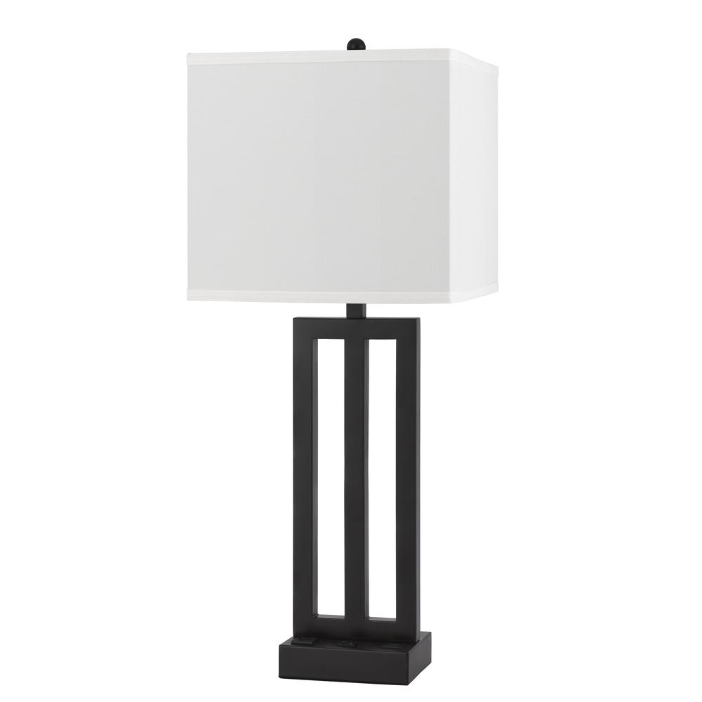 Cachan Metal Night Stand Lamp With One Power Outlets And 1 Usb Charging Port - Cal Lighting