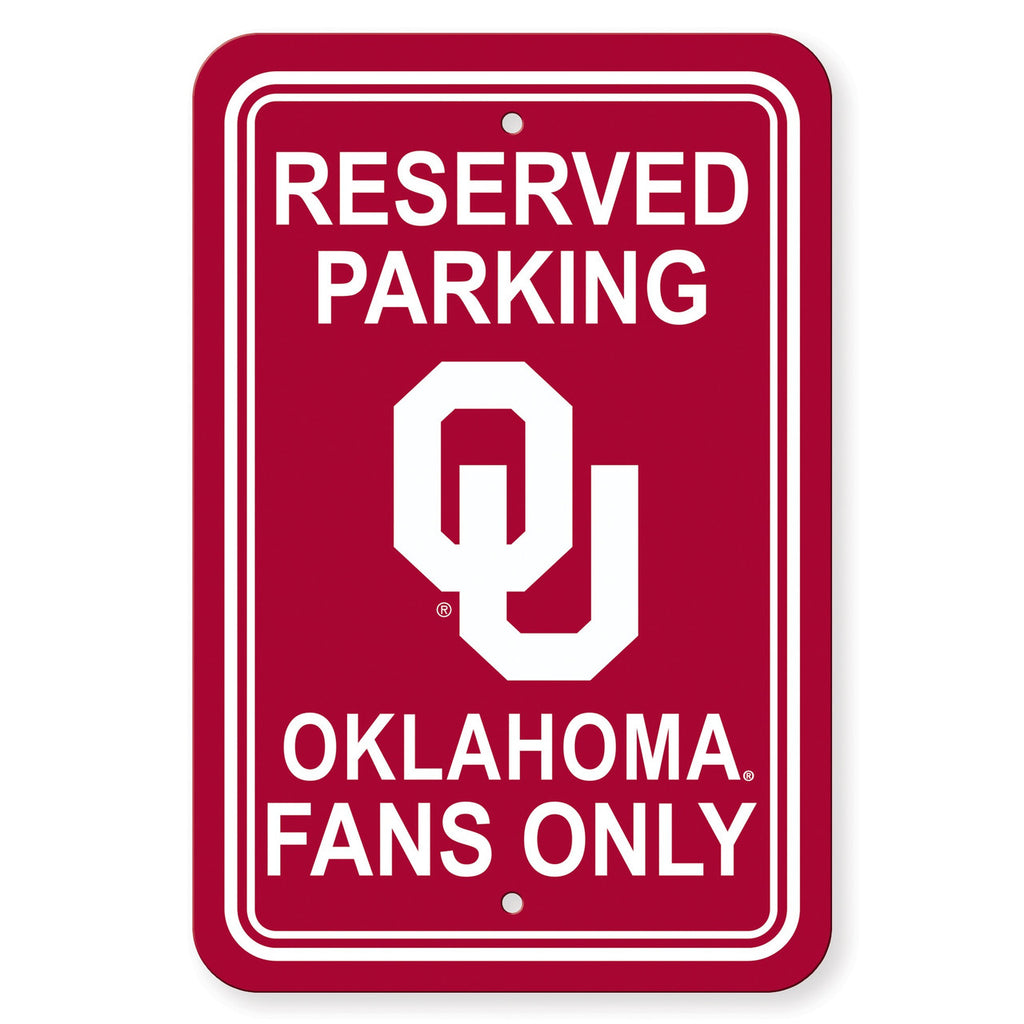 Oklahoma Sooners Sign 12x18 Plastic Reserved Parking Style CO - Fremont Die