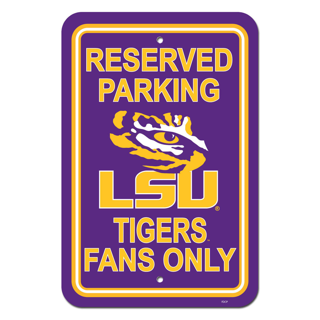 LSU Tigers Sign 12x18 Plastic Reserved Parking Style CO - Fremont Die