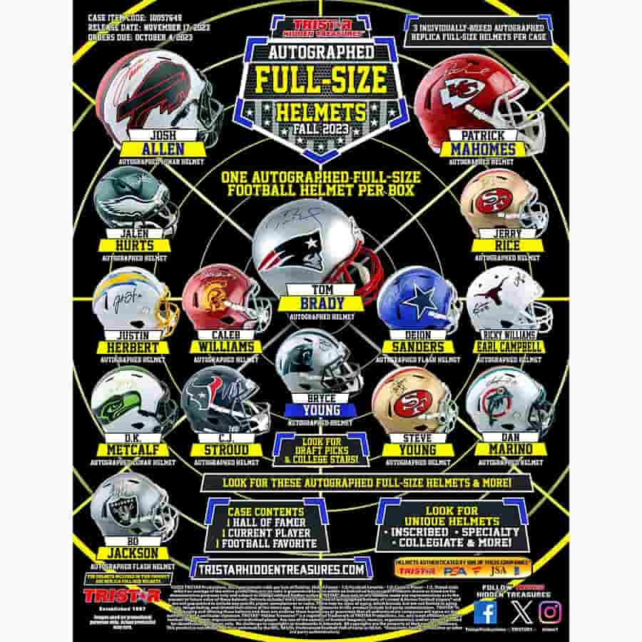 Tri-Star Productions Inc -  Hidden Treasures - 2023 Tristar Hidden Treasures Autographed Full-Size Replica Football Helmets Series 2