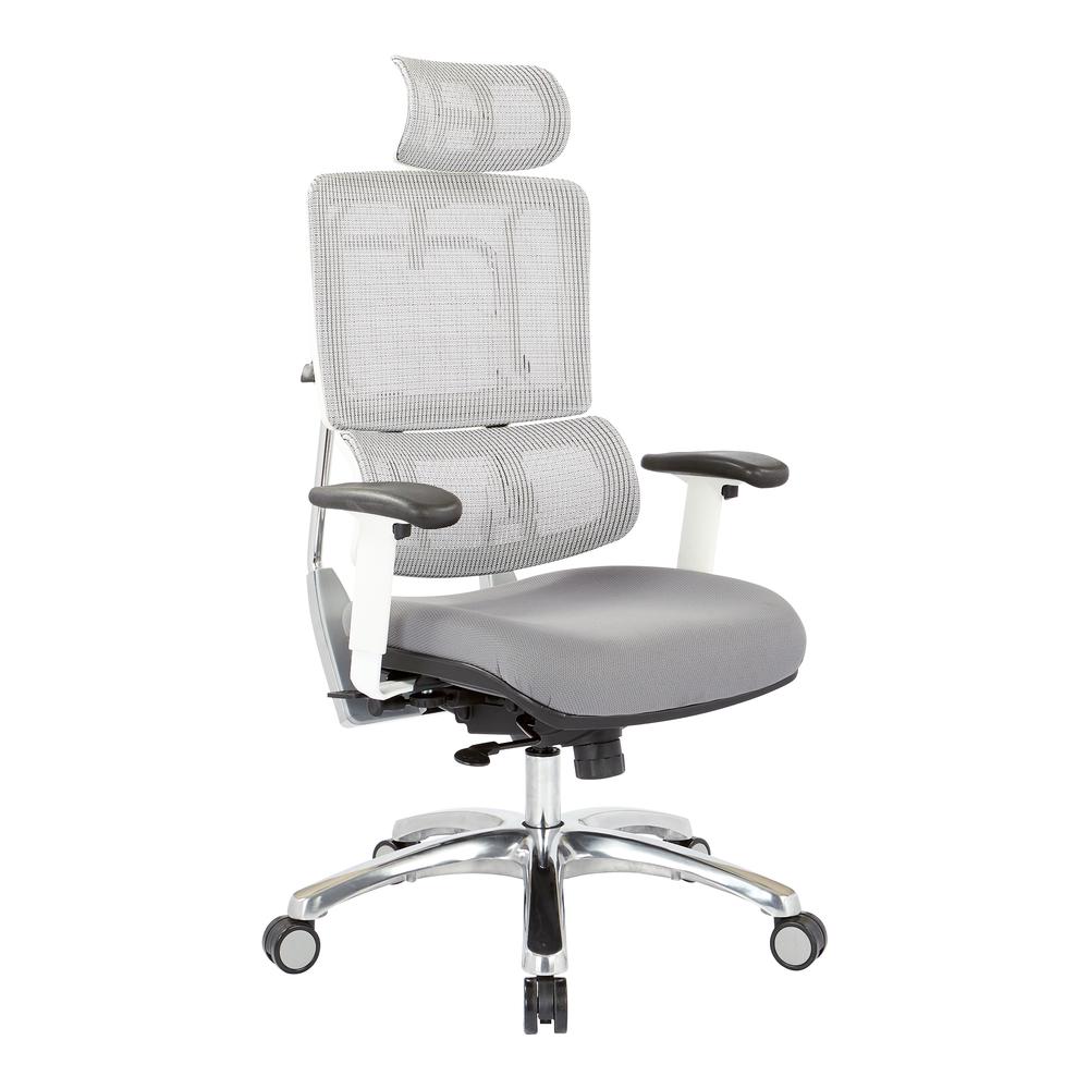 Breathable White Vertical Mesh Chair with Headrest - Office Star Products
