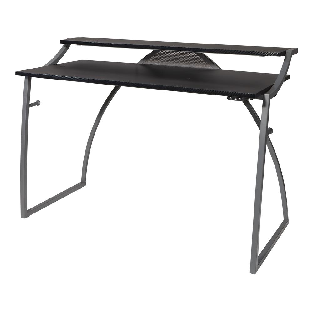 Alpha Battlestation Gaming Desk in Black Finish, ALP25-BLK - OSP Home Furnishings
