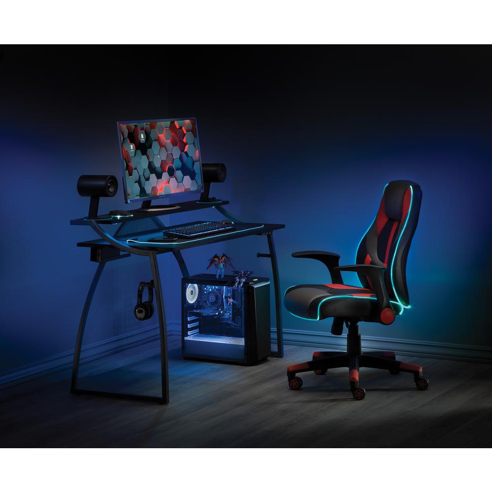 Alpha Battlestation Gaming Desk in Black Finish, ALP25-BLK - OSP Home Furnishings