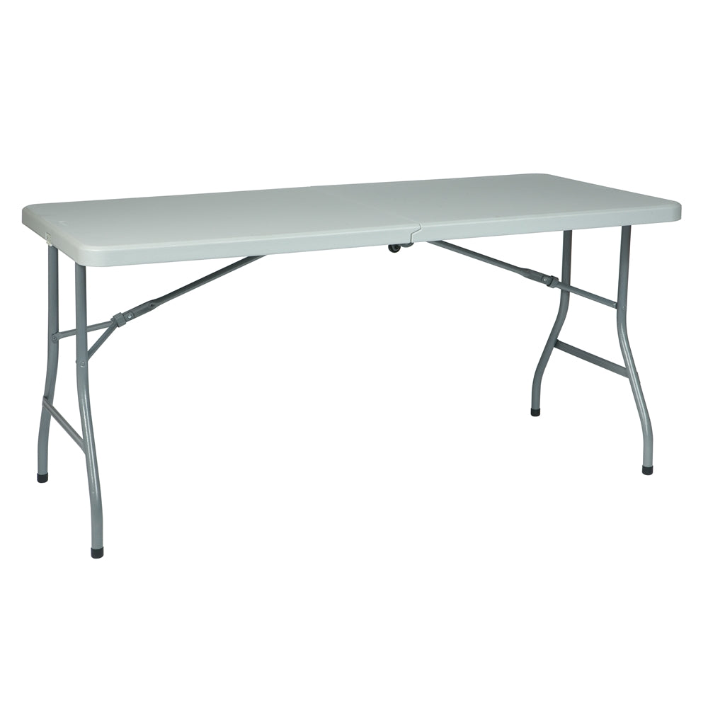 5' Resin Multi Purpose Center Fold Table with Wheels - Office Star Products