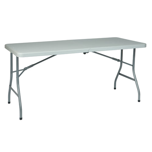 5' Resin Multi Purpose Center Fold Table with Wheels - Office Star Products
