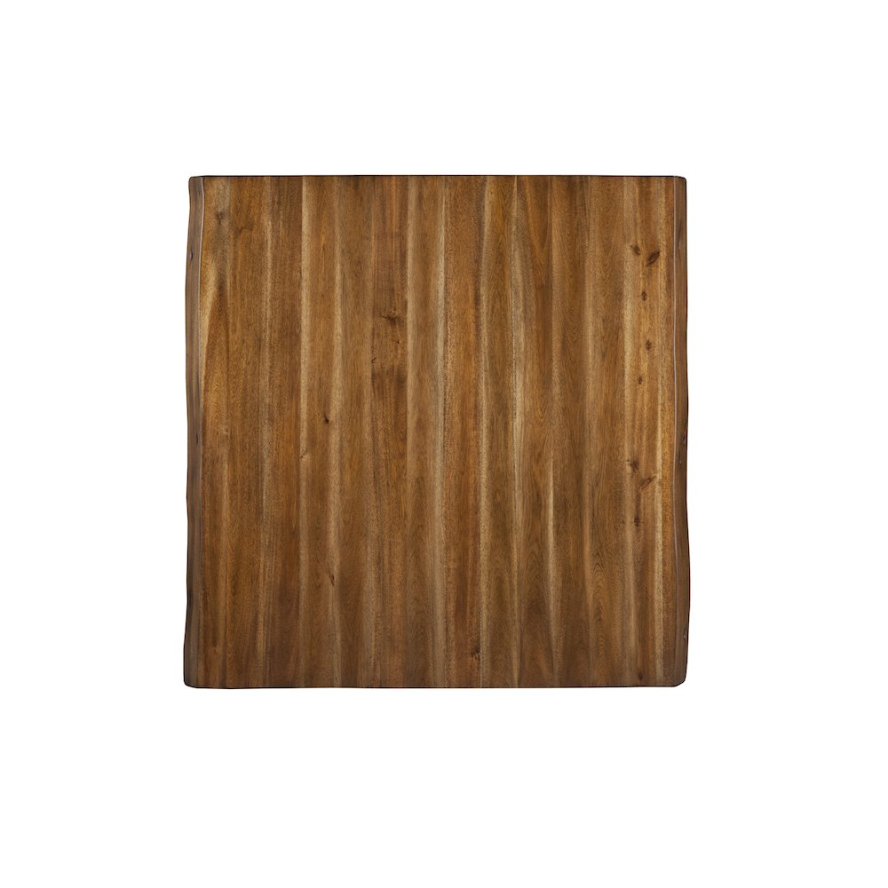 Live Edge Solid Wood Pub Table w/Metal Legs, Light Walnut - Alpine Furniture