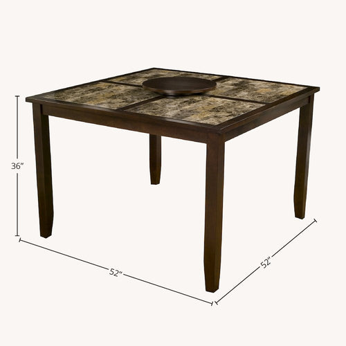 Capitola Faux Marble Large Pub Table w/ Removable 18'' Lazy Susan, Espresso - Alpine Furniture
