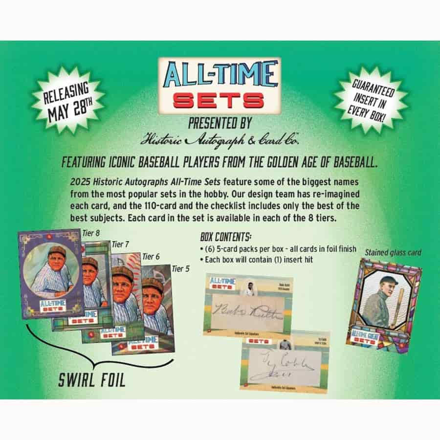 Historic Autograph Company -  All Time Sets - 2025 Historic Autographs All Time Sets Baseball Hobby
