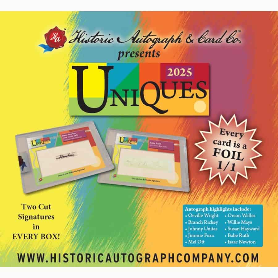 Historic Autograph Company -  Uniques - 2025 Historic Autographs Uniques Hobby