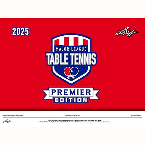 Leaf Trading Cards -  Mltt - 2025 Leaf Major League Table Tennis Premier Edition Hobby