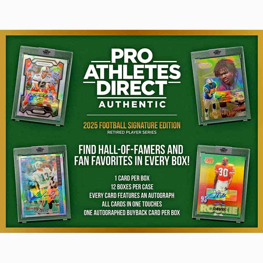 Pulse Trading Cards -  Pro Athletes Direct - 2025 Pulse Pro Athletes Direct Authentic Retired Signature Edition Football Hobby