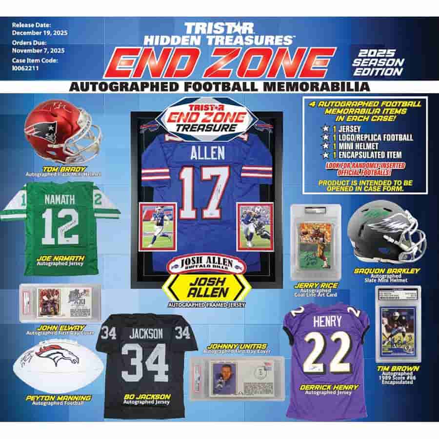 Tri-Star Productions Inc -  End Zone - 2025 Tristar Hidden Treasures End Zone Autographed Football Memorabilia Season Edition Pre-Order