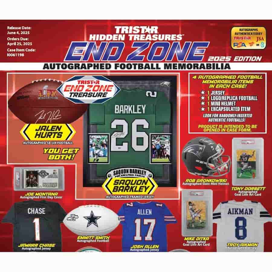 Tri-Star Productions Inc -  End Zone - 2025 Tristar Hidden Treasures End Zone Autographed Football Memorabilia