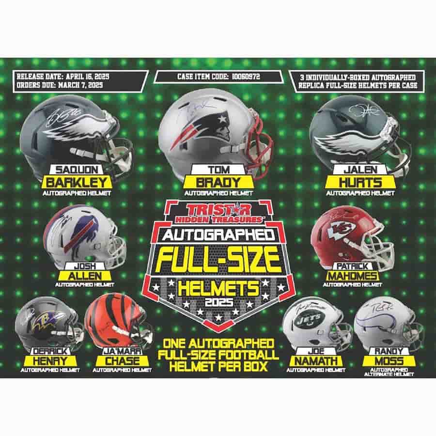 Tri-Star Productions Inc -  Hidden Treasures - 2025 Tristar Hidden Treasures Autographed Full-Size Replica Football Helmet