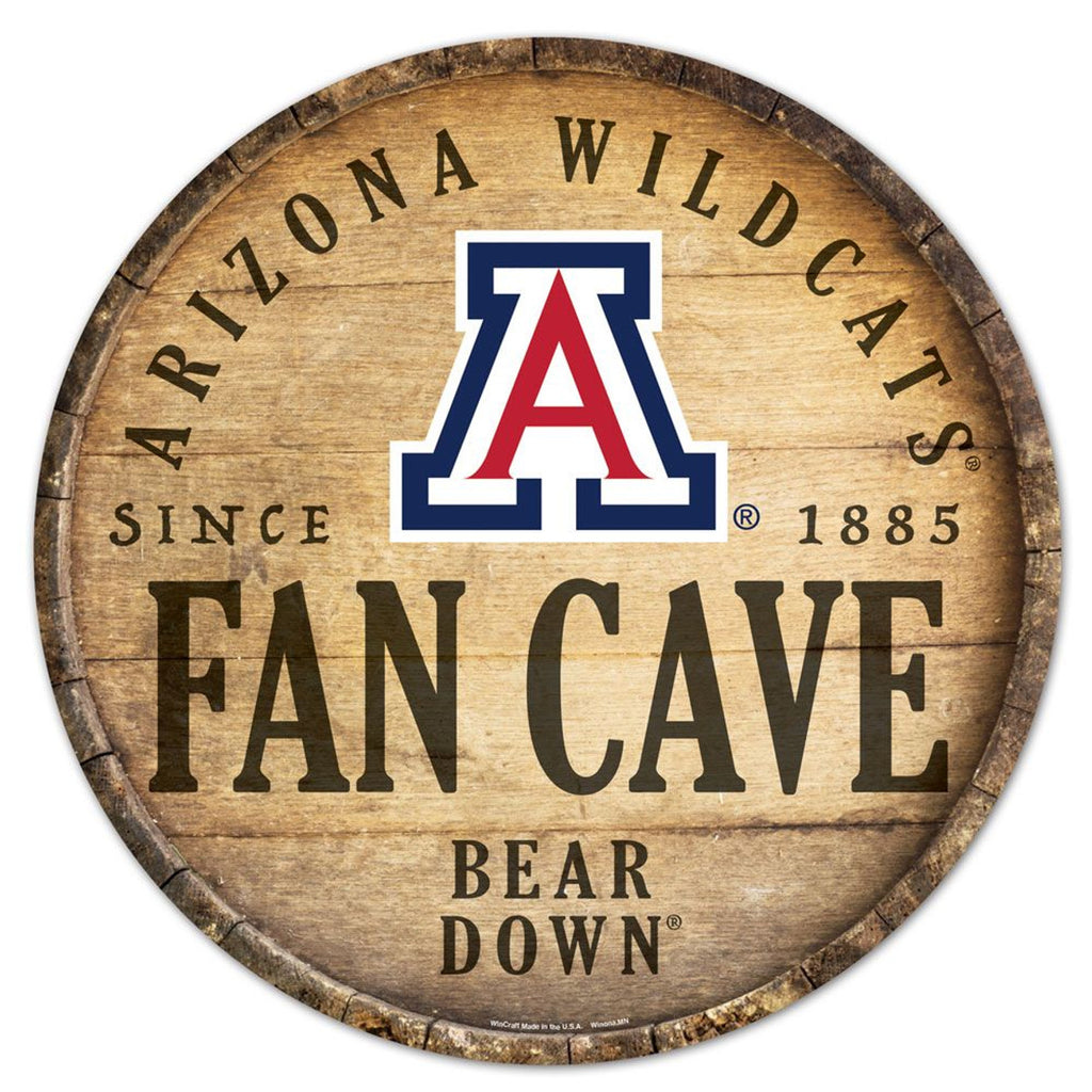 Arizona Wildcats Sign Wood 14 Inch Round Barrel Top Design - Special Order - Wincraft