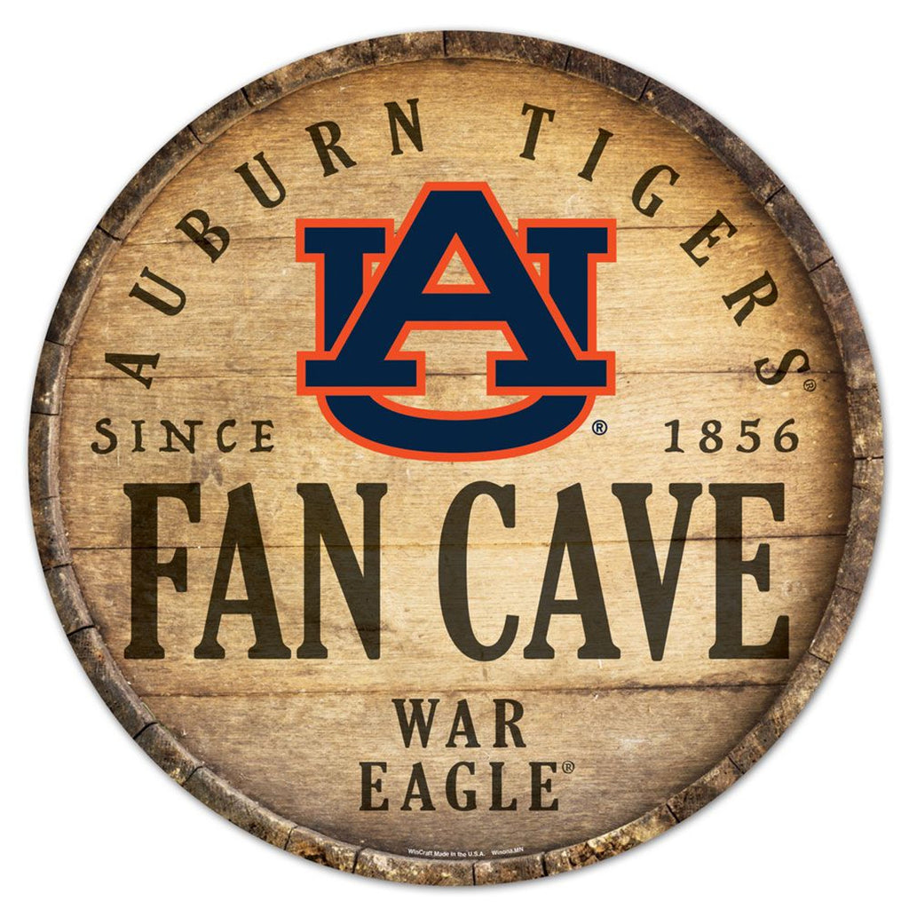 Auburn Tigers Sign Wood 14 Inch Round Barrel Top Design - Special Order - Wincraft