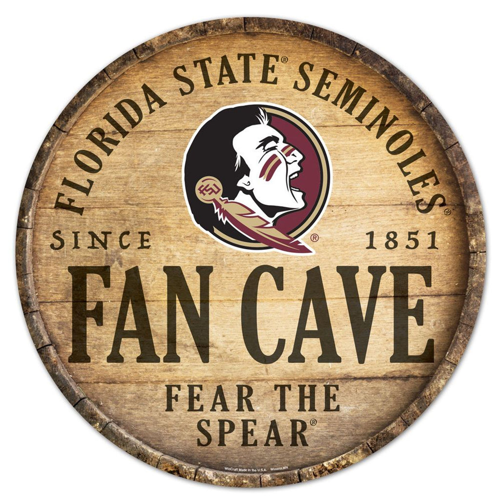 Florida State Seminoles Sign Wood 14 Inch Round Barrel Top Design - Wincraft