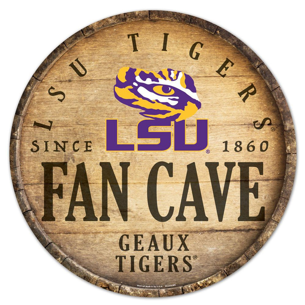 LSU Tigers Sign Wood 14 Inch Round Barrel Top Design - Wincraft