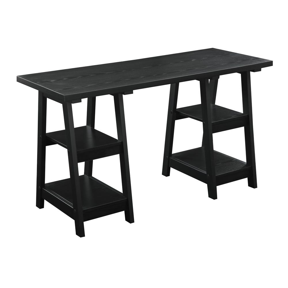 Designs2Go Double Trestle Desk with Shelves - Convience Concept, Inc.