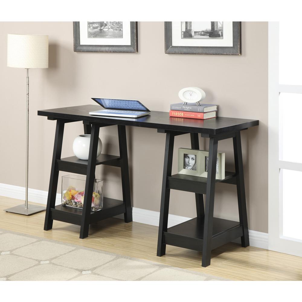 Designs2Go Double Trestle Desk with Shelves - Convience Concept, Inc.