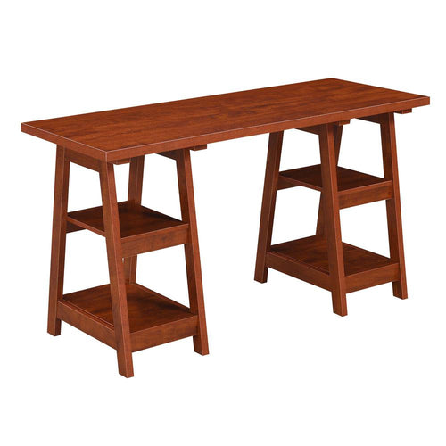 Designs2Go Double Trestle Desk with Shelves - Convenience Concepts