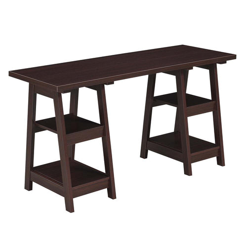 Designs2Go Double Trestle Desk with Shelves - Convenience Concepts