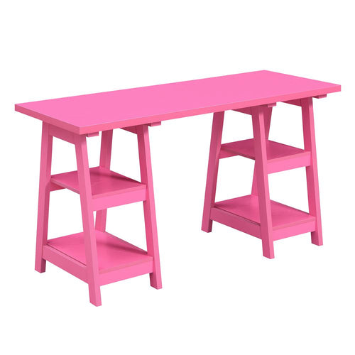 Designs2Go Double Trestle Desk with Shelves - Convenience Concepts