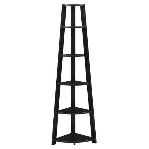 Newport 5 Tier Corner Bookshelf Black - Convenience Concepts