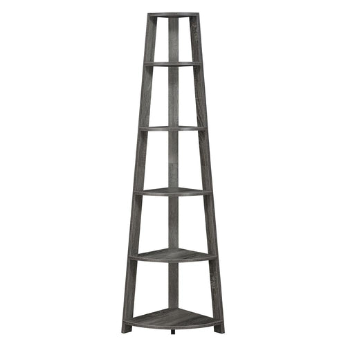 Newport 5 Tier Corner Bookshelf Weathered Gray - Convenience Concepts