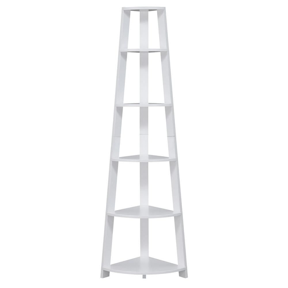 Newport 5 Tier Corner Bookshelf White - Convenience Concepts