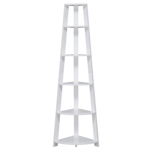 Newport 5 Tier Corner Bookshelf White - Convenience Concepts