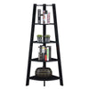 Newport 5 Tier Wide Corner Bookcase, Black - Convenience Concepts
