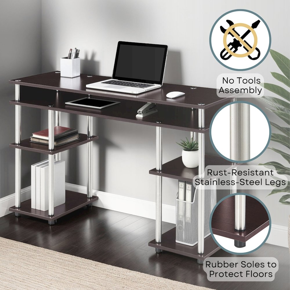 Designs2Go No Tools Student Desk with Shelves - Convience Concept, Inc.