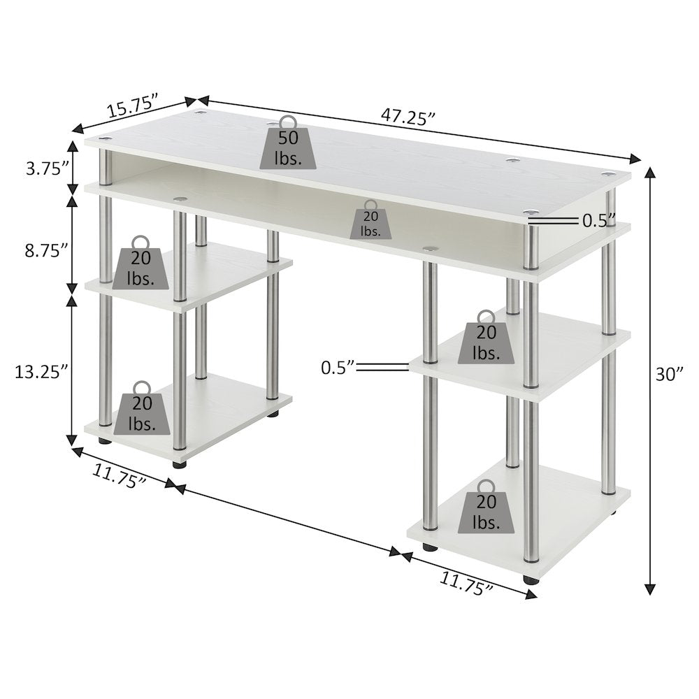 Designs2Go No Tools Student Desk with Shelves - Convience Concept, Inc.