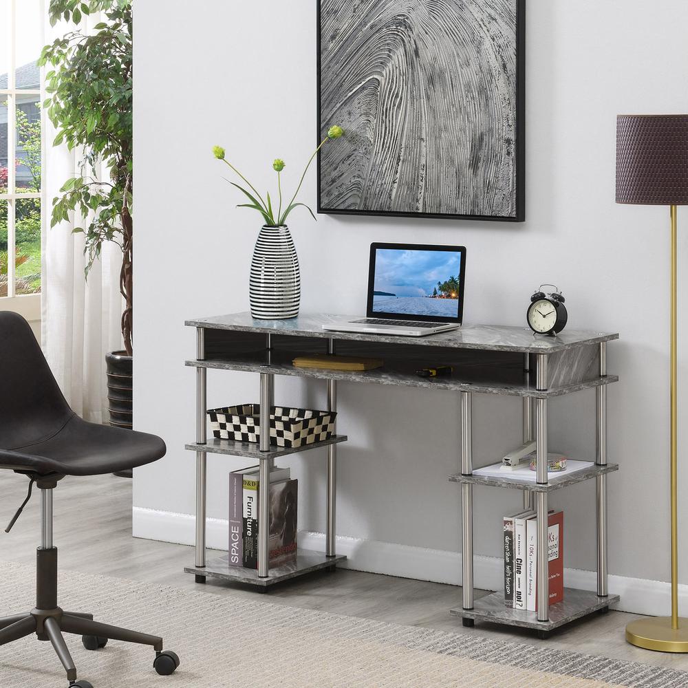 Designs2Go No Tools Student Desk, Gray Marble - Convenience Concepts