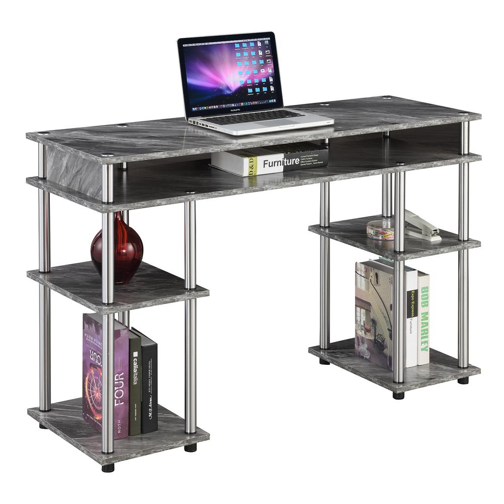Designs2Go No Tools Student Desk, Gray Marble - Convenience Concepts