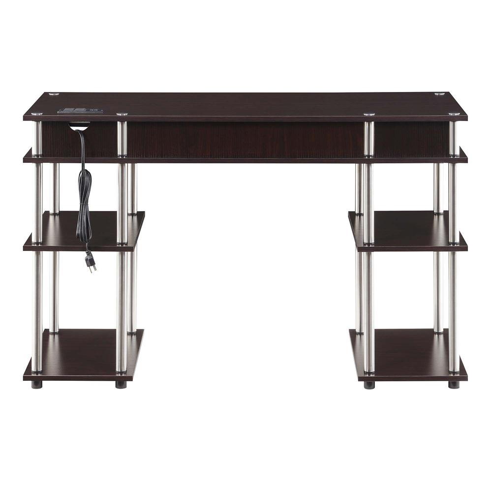 Designs2Go No Tools Student Desk With Charging Station, Espresso - Convenience Concepts