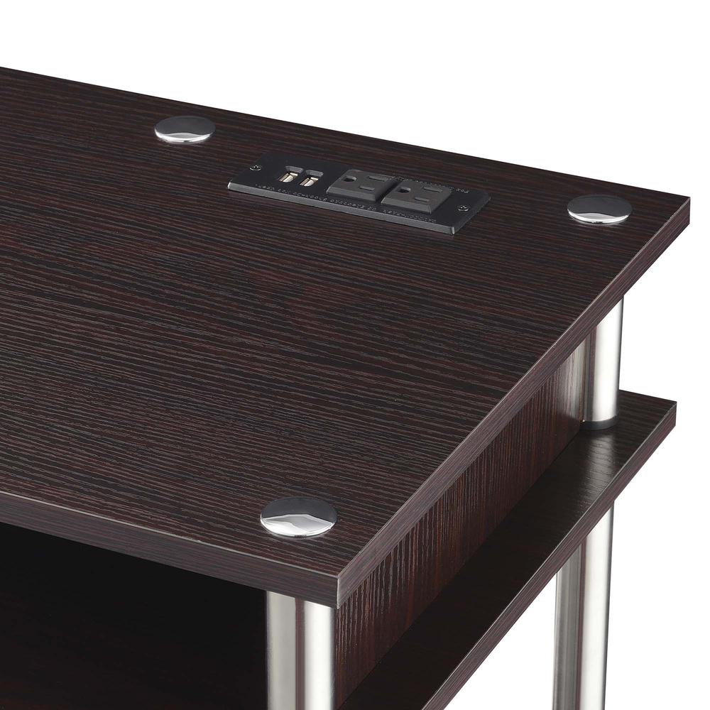 Designs2Go No Tools Student Desk With Charging Station, Espresso - Convenience Concepts
