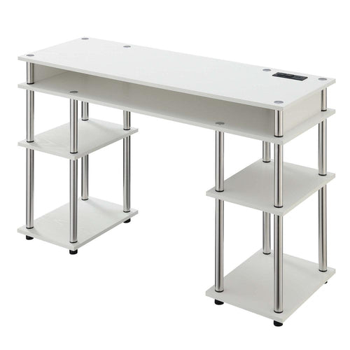 Designs2Go No Tools Student Desk with Charging Station, White - Convenience Concepts