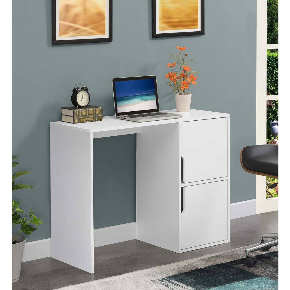 Designs2Go Student Desk with Storage Cabinets in White - Convenience Concepts