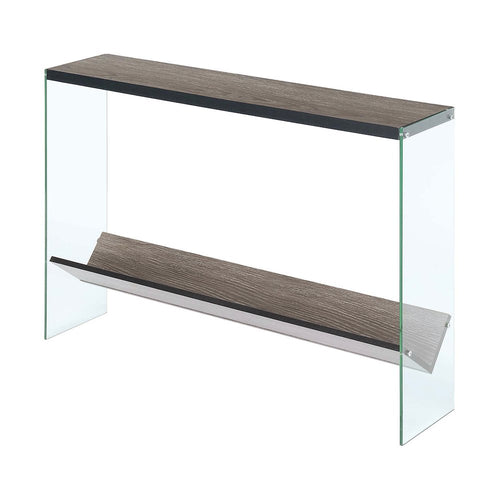 SoHo Glass V Console Table with Shelf - Convenience Concepts