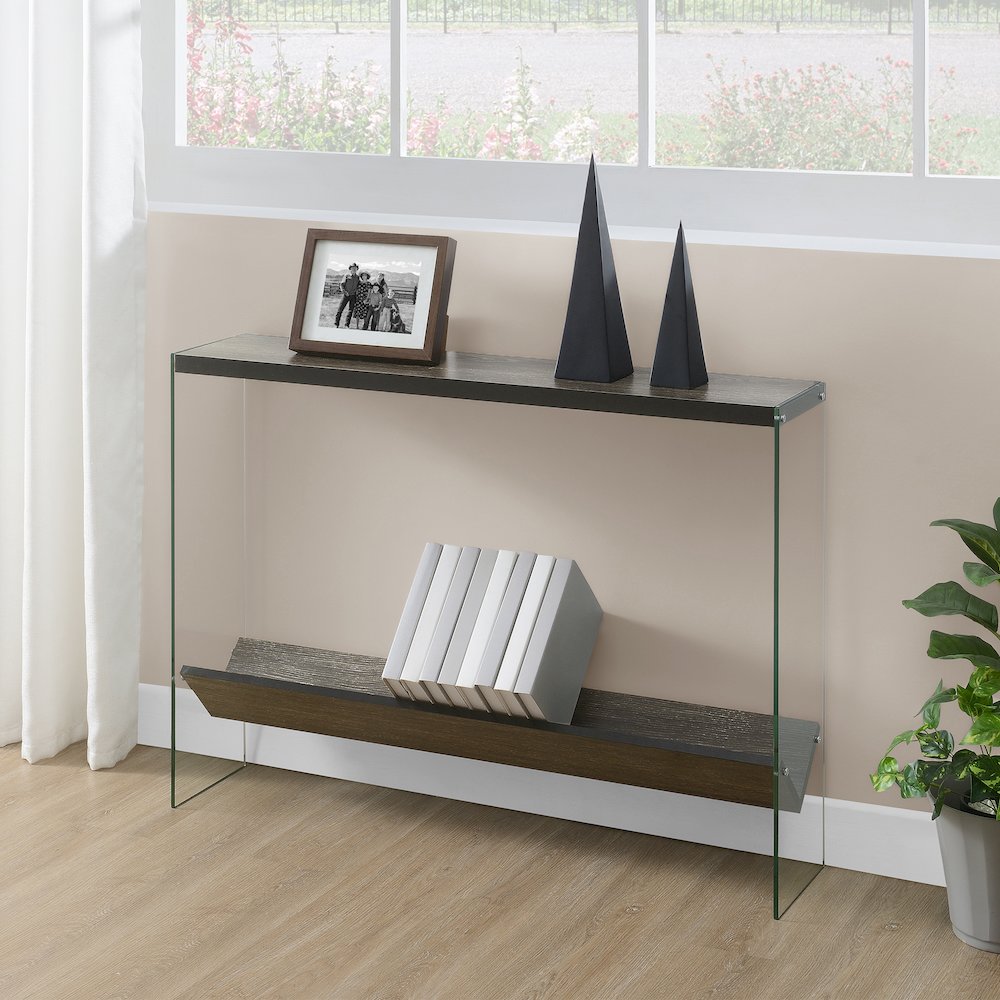 SoHo Glass V Console Table with Shelf - Convenience Concepts