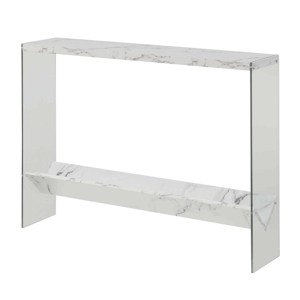 SoHo Glass V Console Table with Shelf - Convenience Concepts